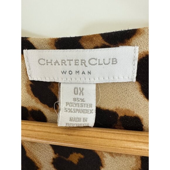 Charter Club Animal Leopard‎ Print Faux-Wrap Dress Size 0X 14W Plus Sz Evening - Picture 4 of 6